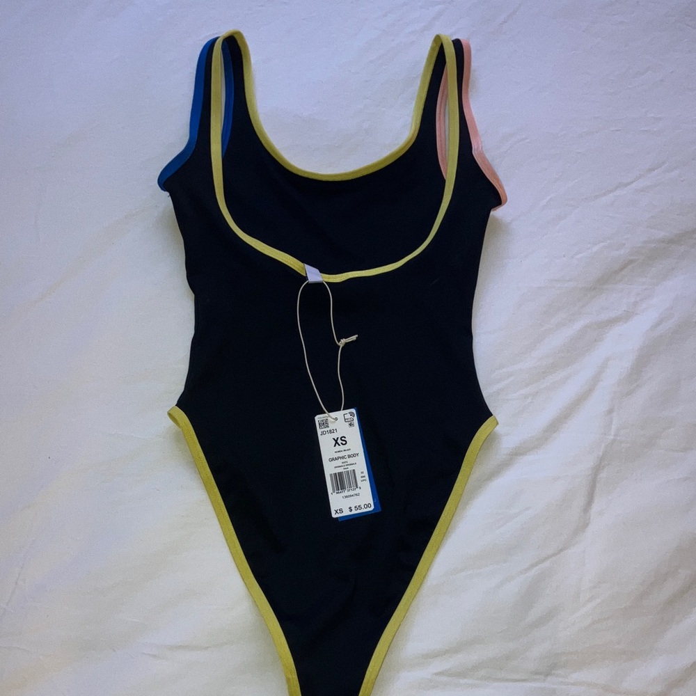 Adidas Black Bodysuit with Multicolor Accents - Picture 3 of 9